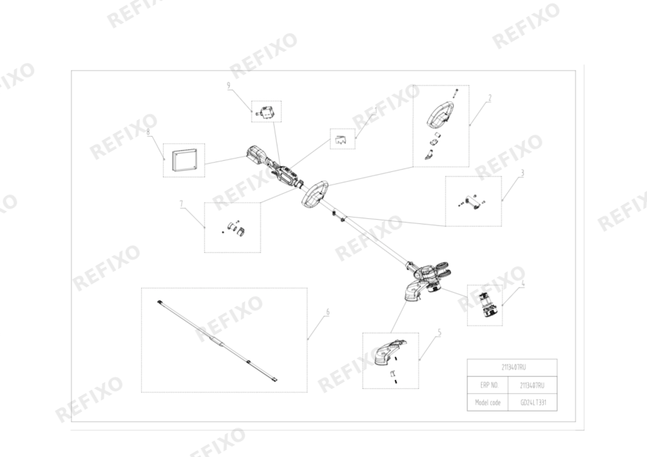 Greenworks 2113407RU 2113407RU(GW 24V 33cm BL String Trimmer) чертеж — схема запчастей