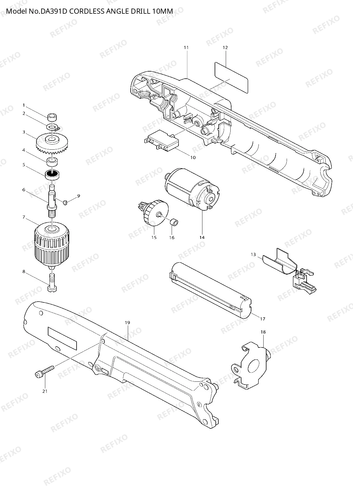 MAKITA DA391D — схема запчастей