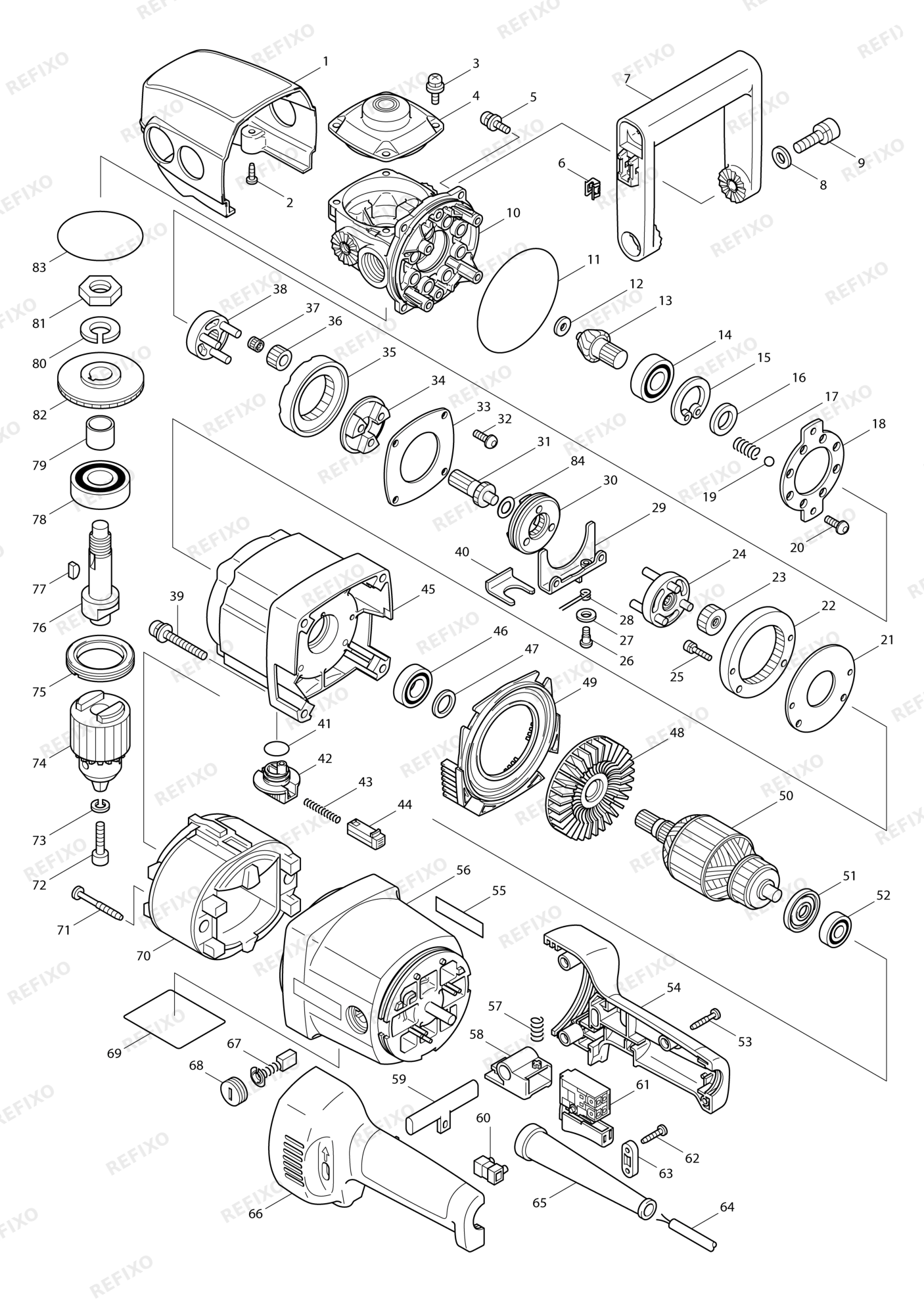 MAKITA DA4031 — схема запчастей