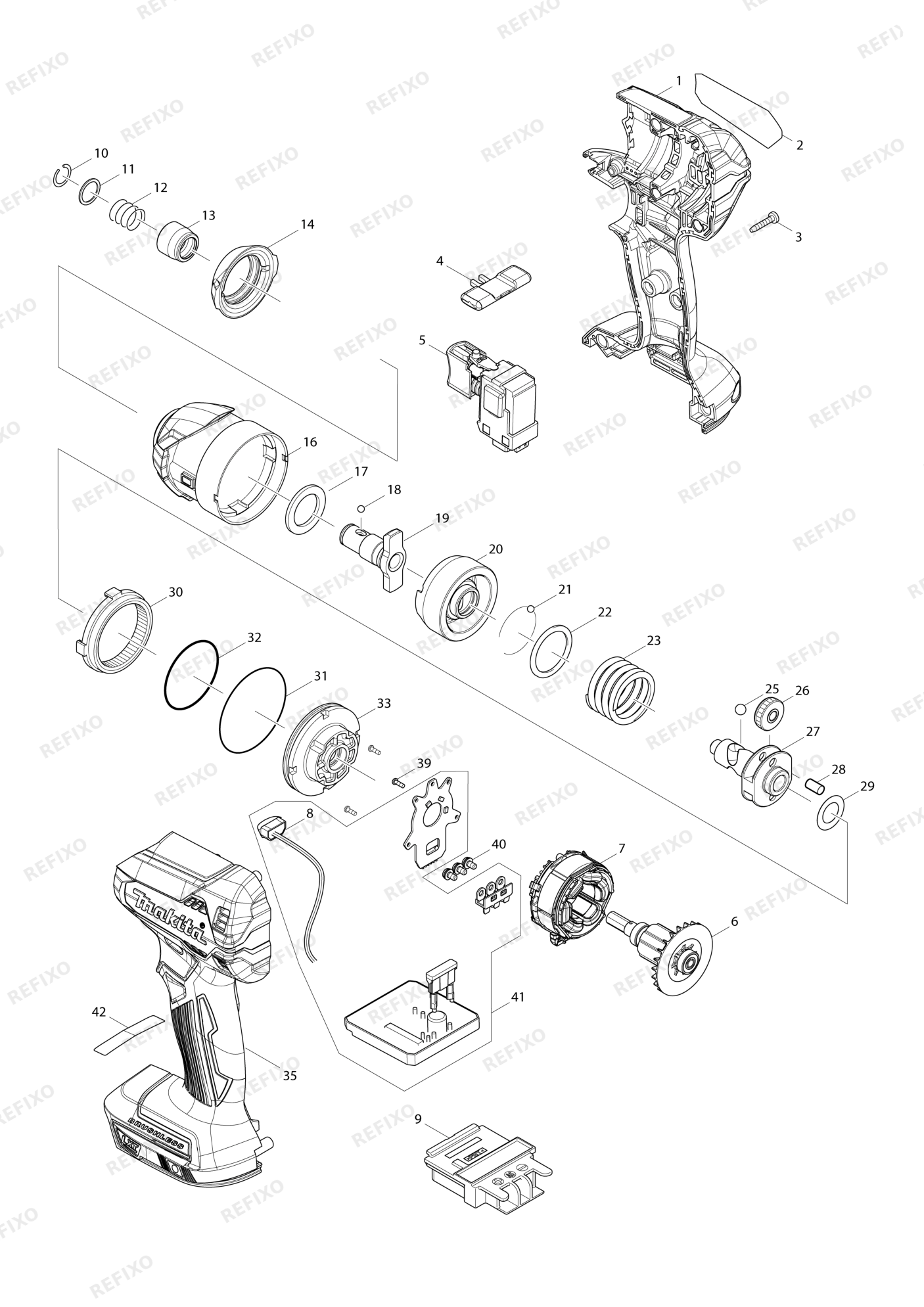 MAKITA DTD153 — схема запчастей