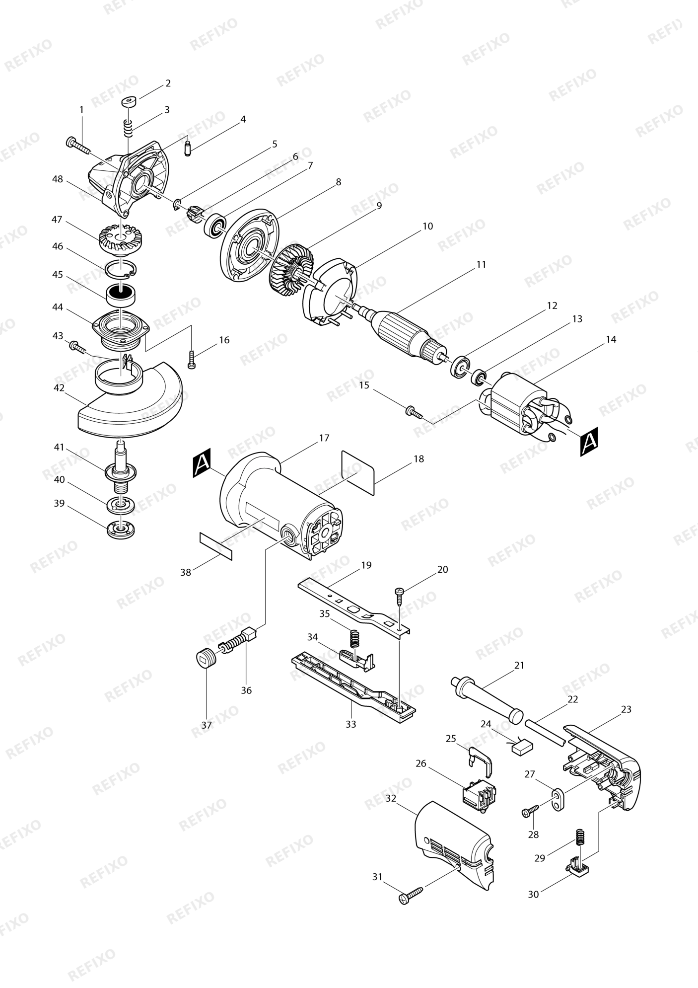 MAKITA 9527PB — схема запчастей