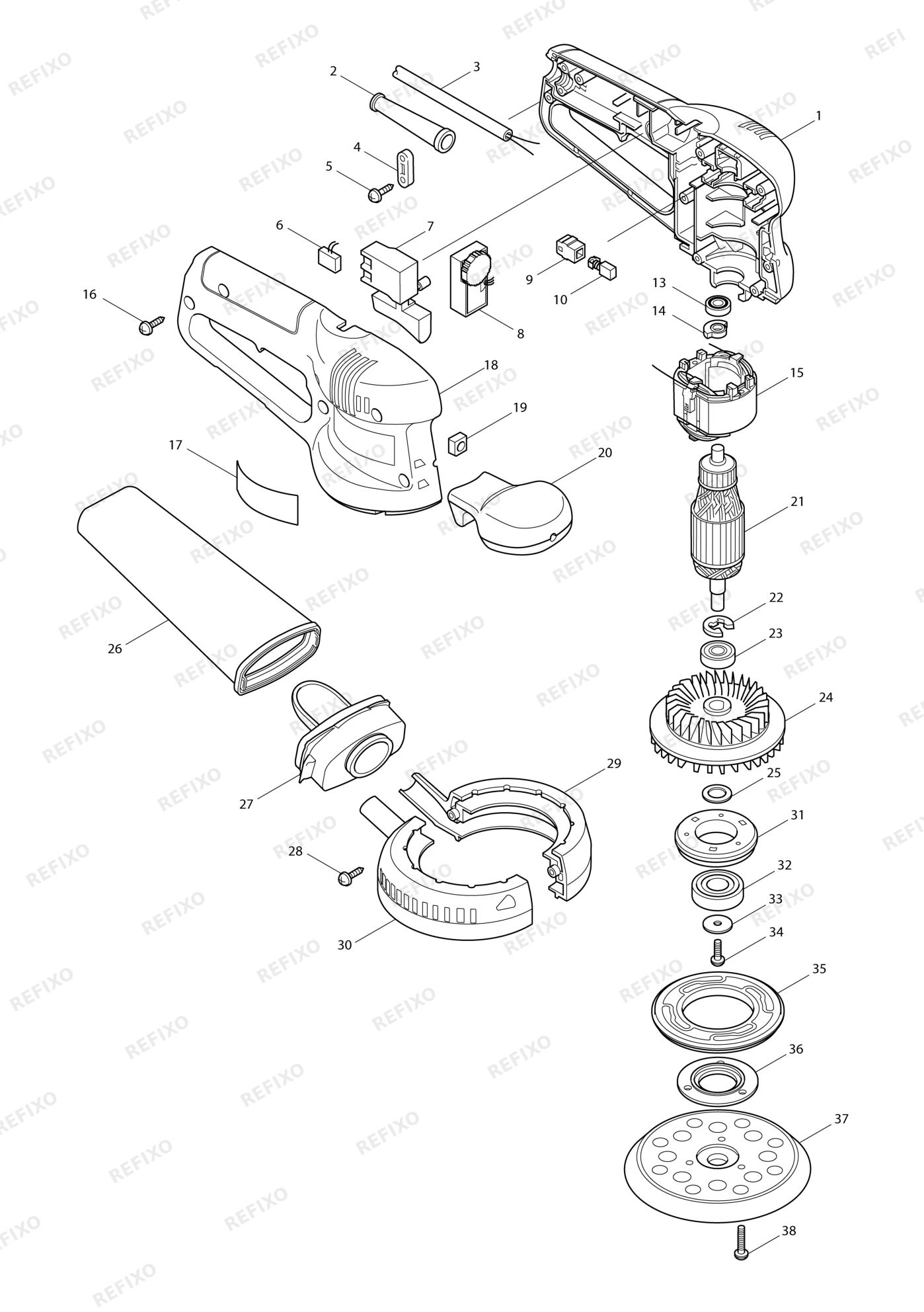 MAKITA BO5021 — схема запчастей