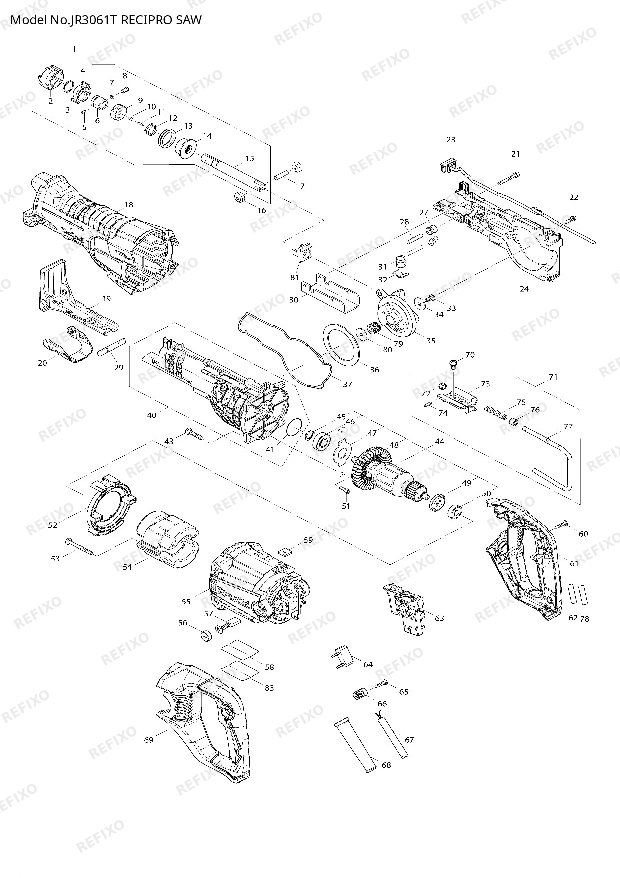 MAKITA JR3061T — схема запчастей