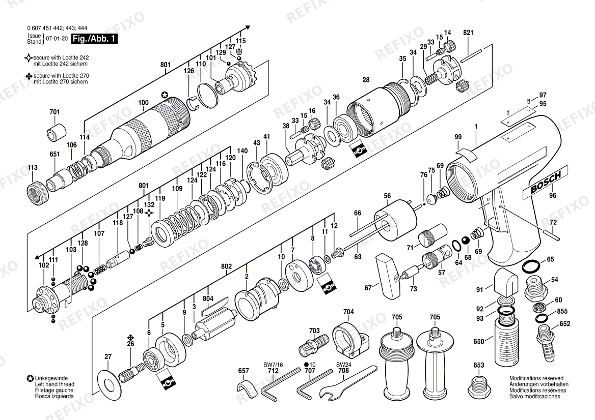 Bosch Pw- шуруповёрт -Ind 370 WATT-SERIE (0 607 451 442) — схема запчастей