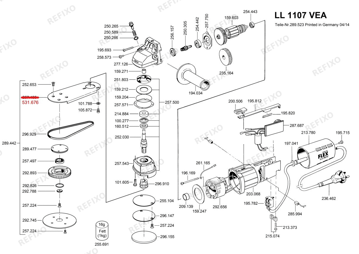Flex LL 1107 VEA 230CEE — схема запчастей