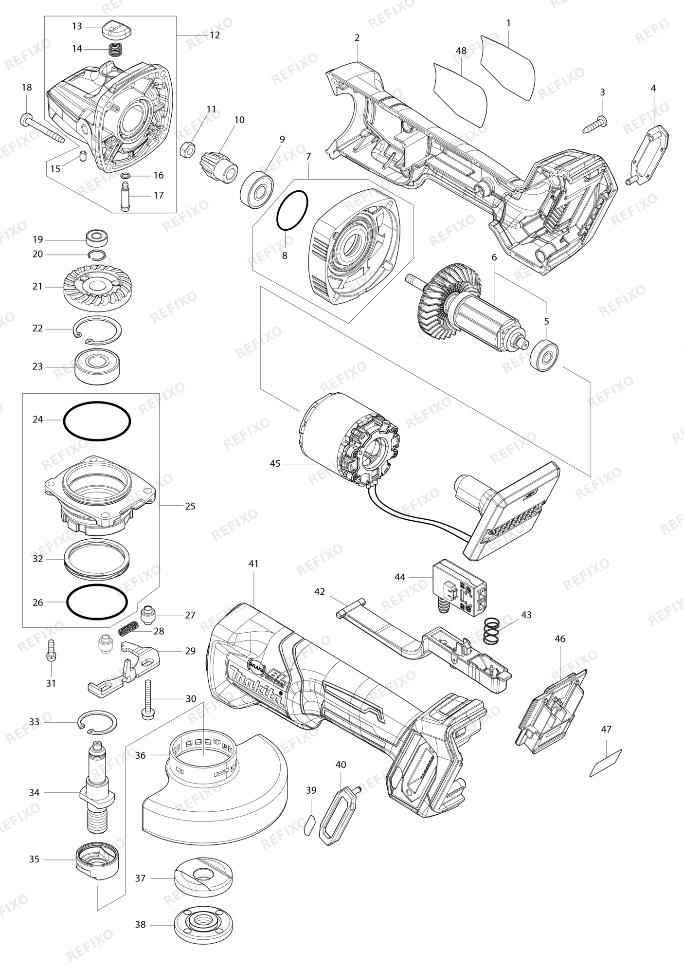 MAKITA GA012G — схема запчастей