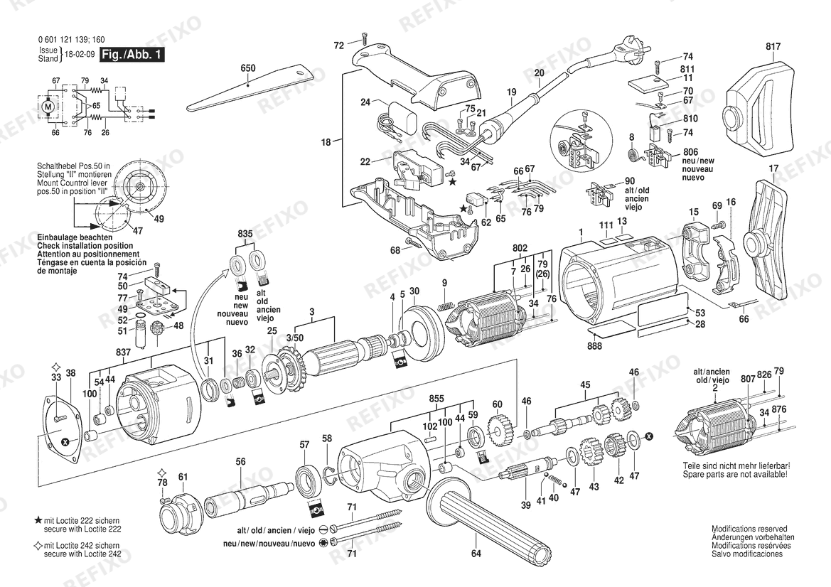 Bosch Дрель GBM 23-2 | 220 V (0 601 121 160) — схема запчастей