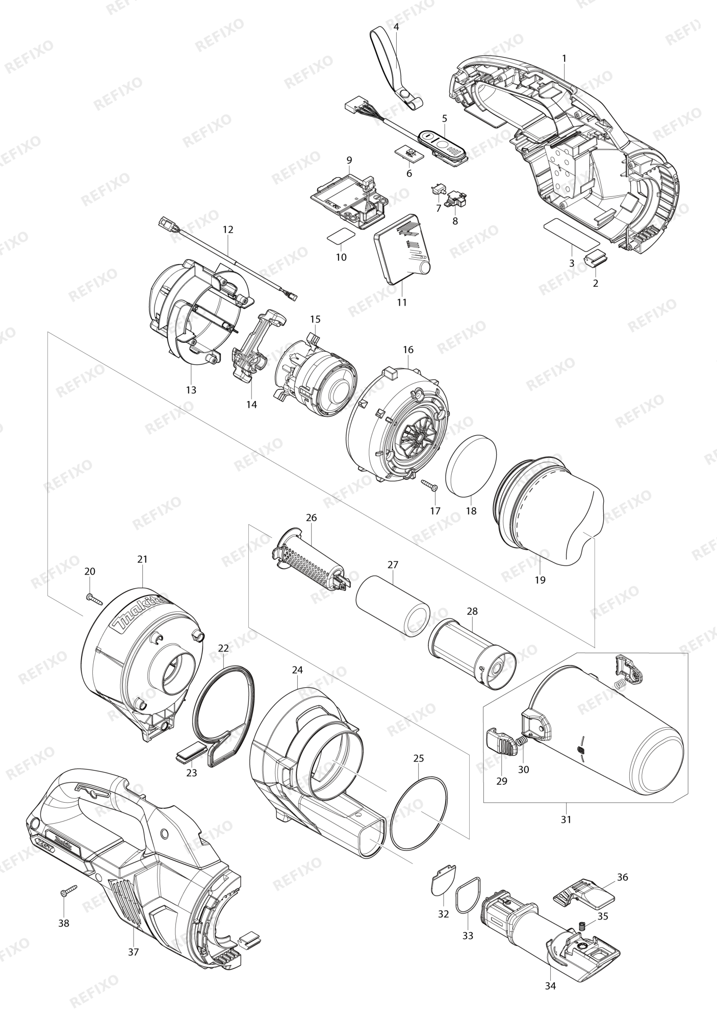 MAKITA CL003G — схема запчастей