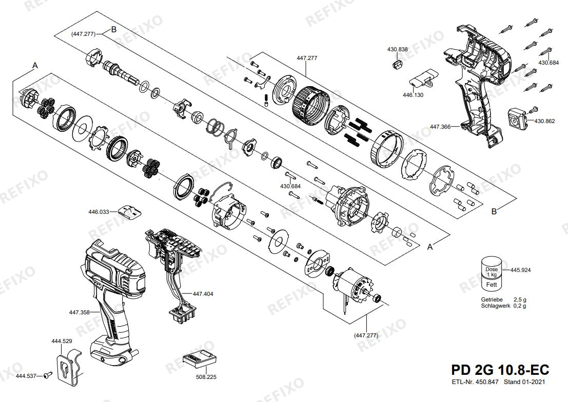 Flex PD 2G 10.8-EC6.0 набор — схема запчастей