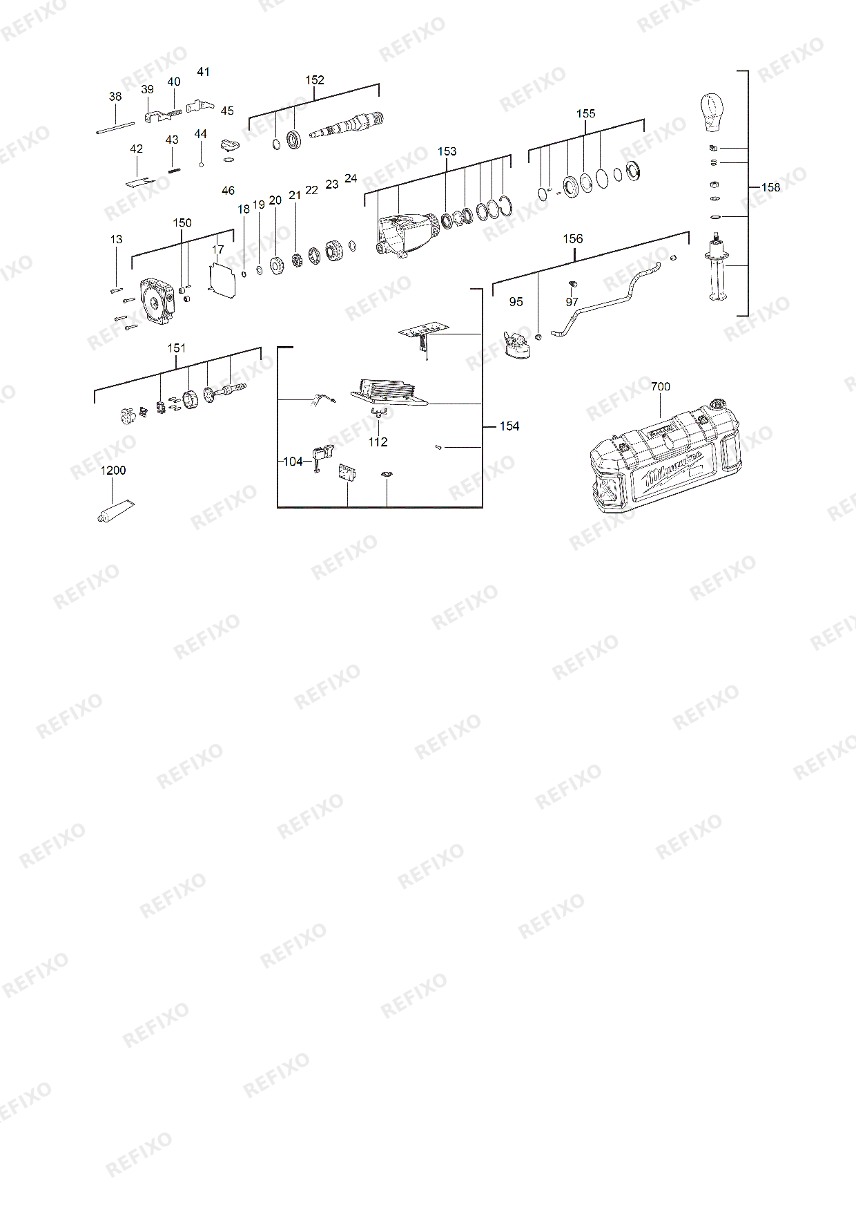 MILWAUKEE MXFDCD150 0C 4933478986 4000474605 — схема запчастей