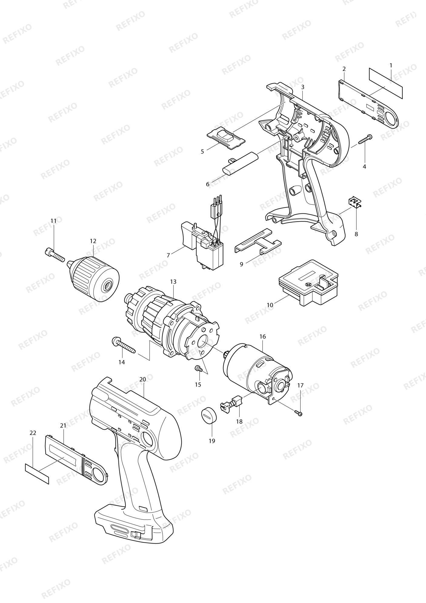 MAKITA BHP460 — схема запчастей