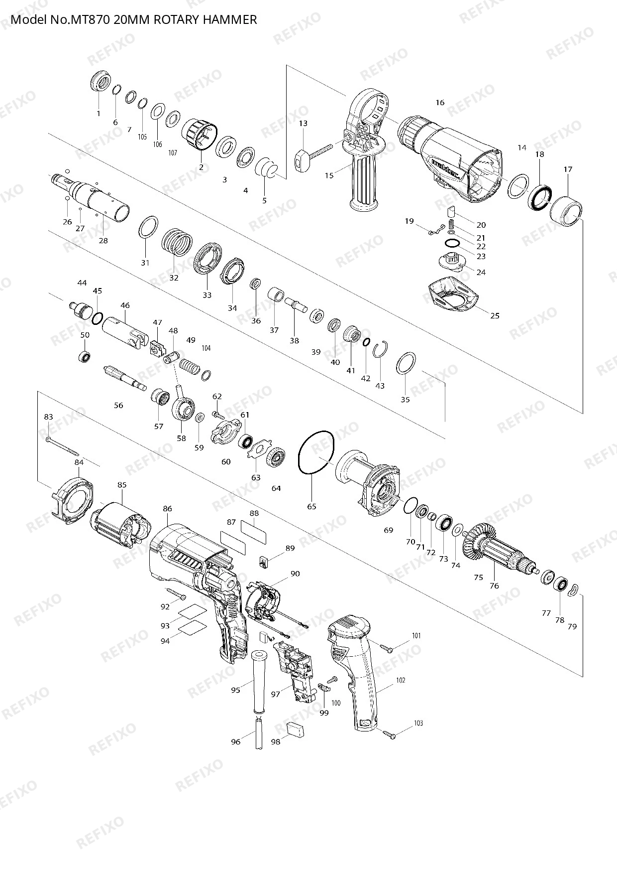 MAKITA MT870 — схема запчастей