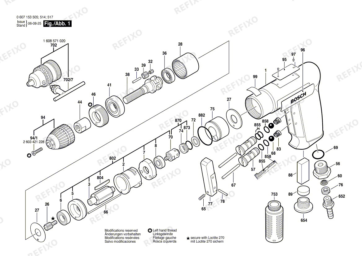 Bosch Дрель 180 WATT-SERIE (0 607 153 505) — схема запчастей