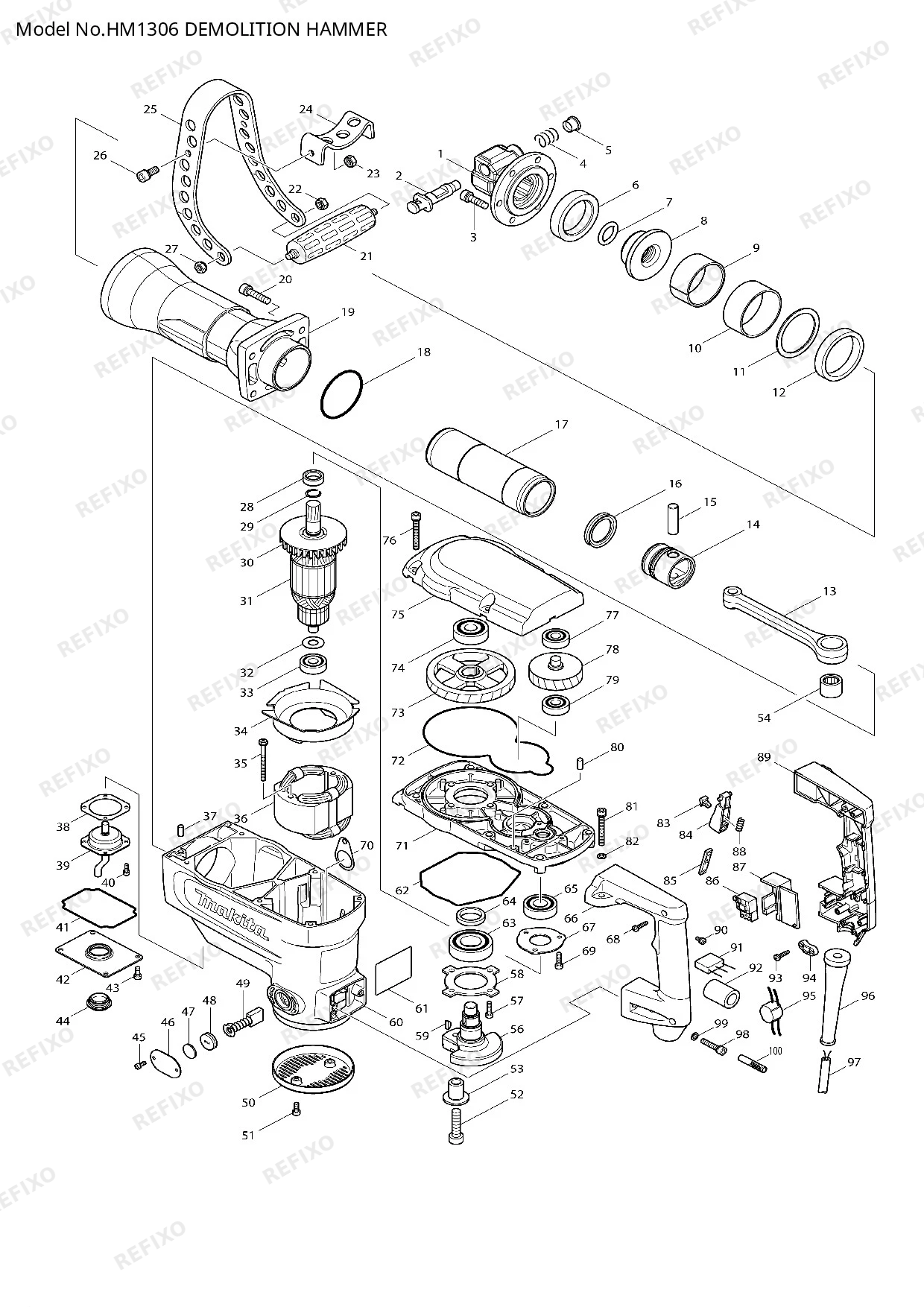 MAKITA HM1306 — схема запчастей