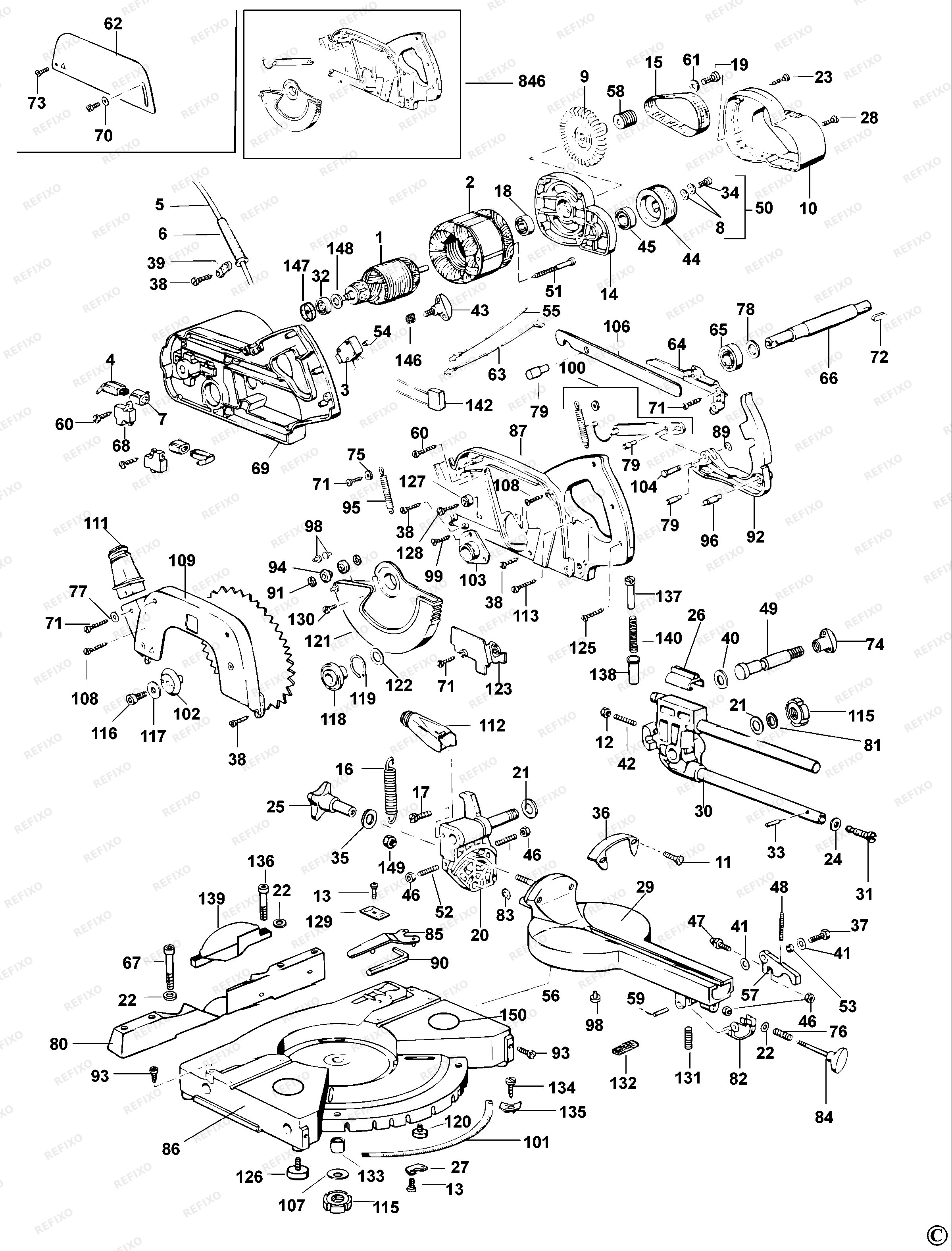 Black&Decker CROSS-CUT MITER SAW 1707 — схема запчастей