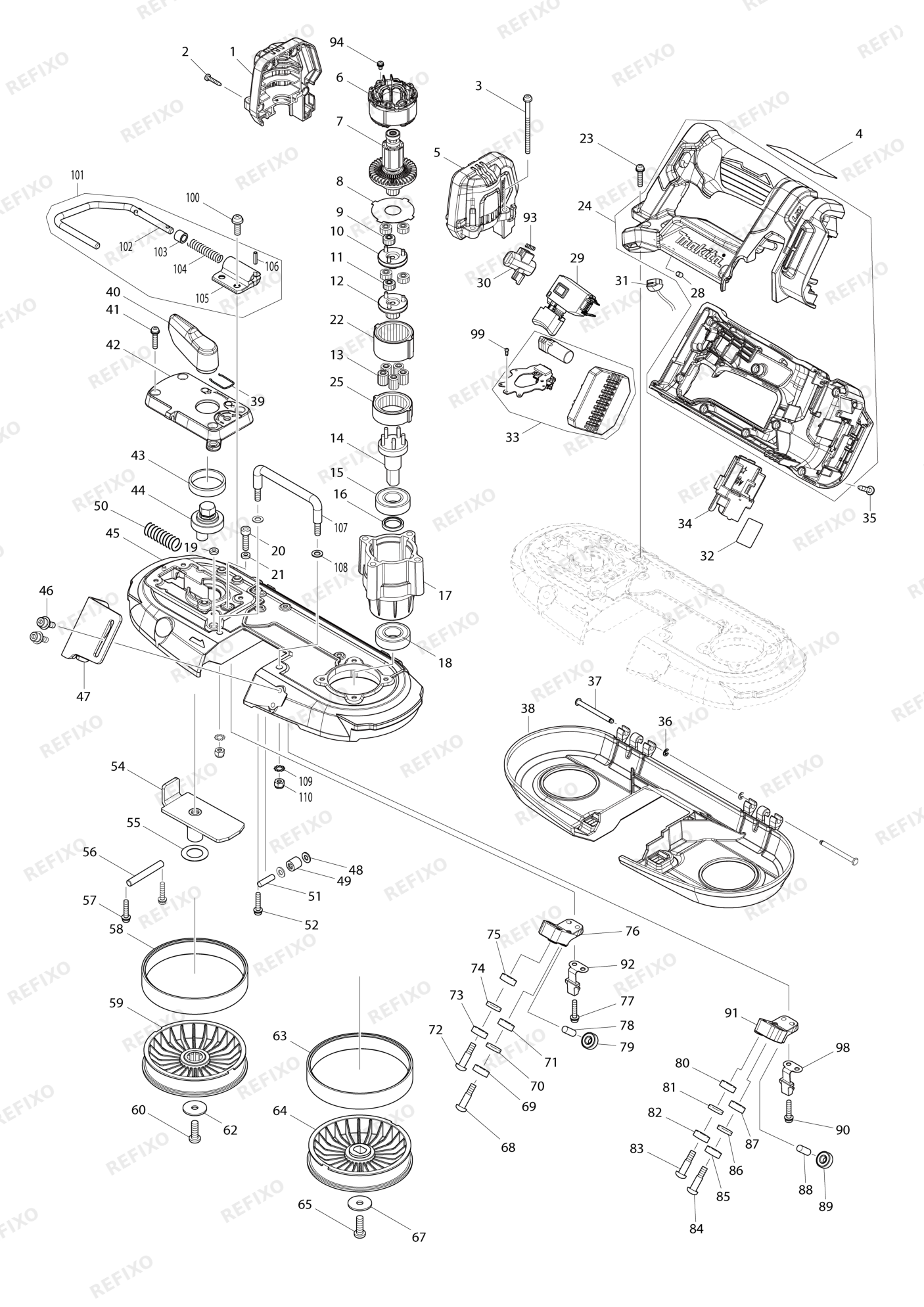 MAKITA DPB184 — схема запчастей