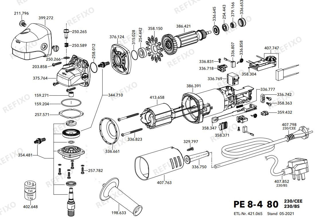 Flex PE 8-4 80 230CEE — схема запчастей