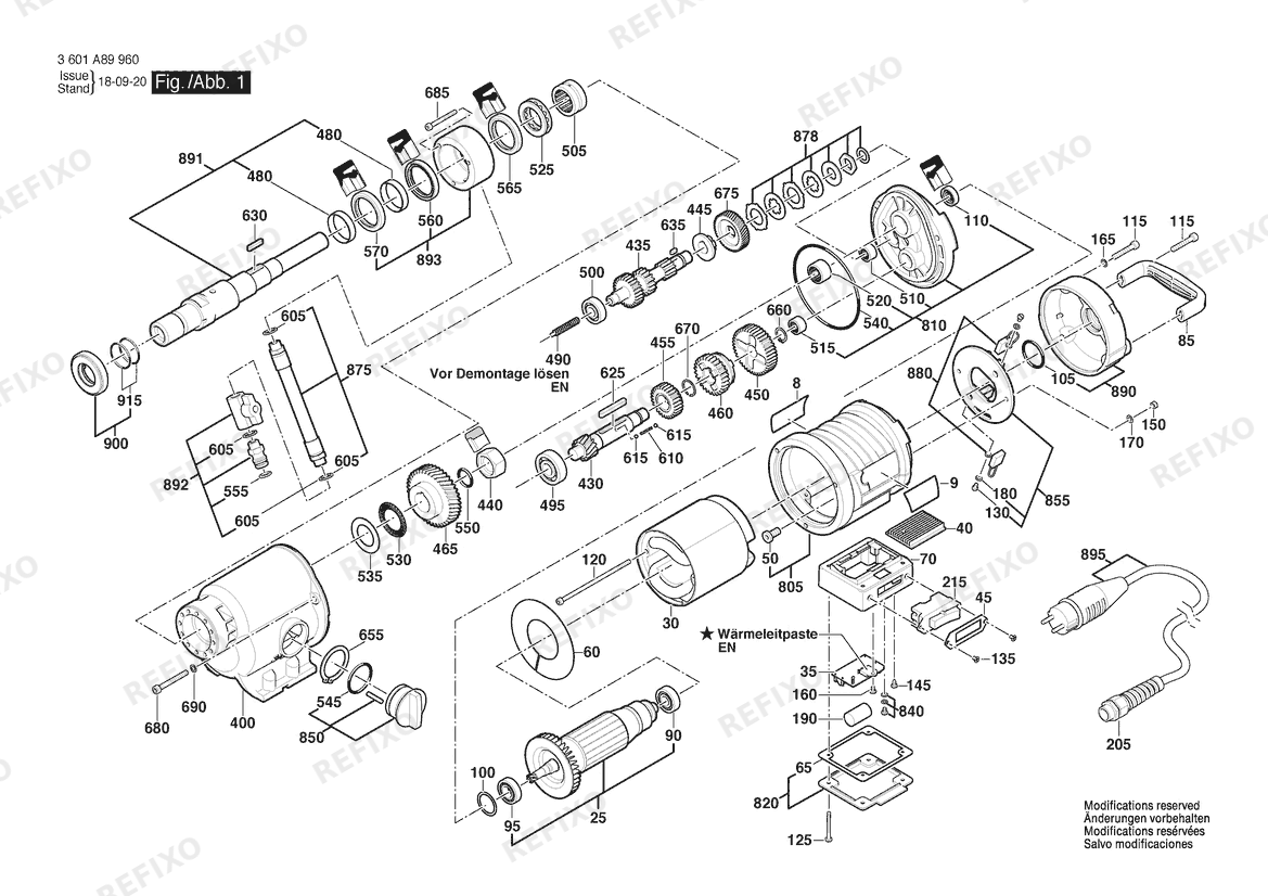 Bosch Diamantbohrmaschine GDB 350 WE | 110 V | 036 - GB (3 601 A89 960) — схема запчастей