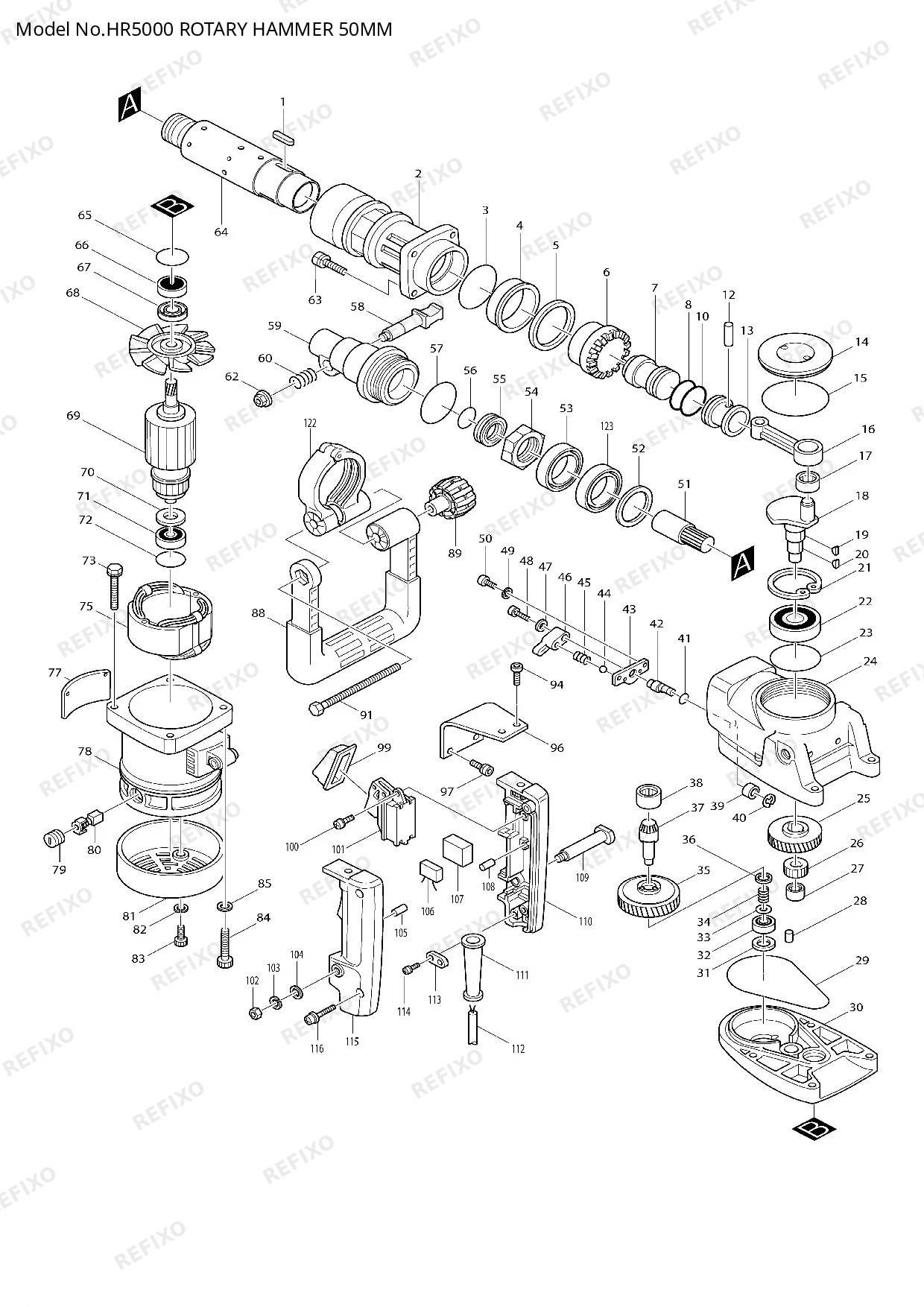 MAKITA HR5000 — схема запчастей