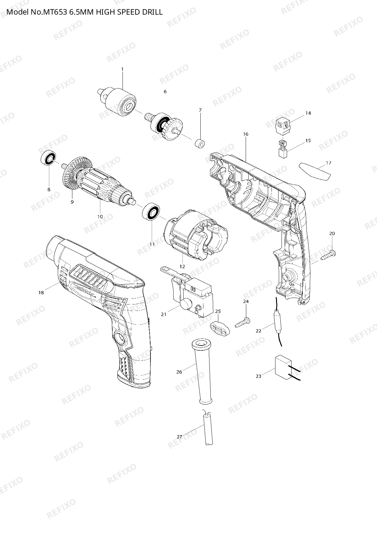 MAKITA MT653 — схема запчастей