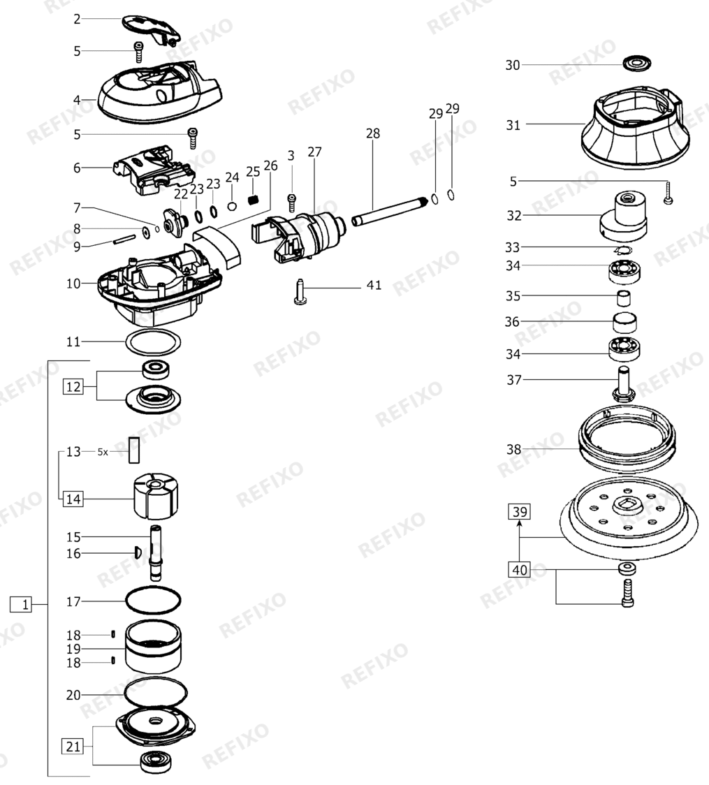 Festool LEX 2 1857 - Druckluft- эксцентриковая шлифмашина 491525 — схема запчастей