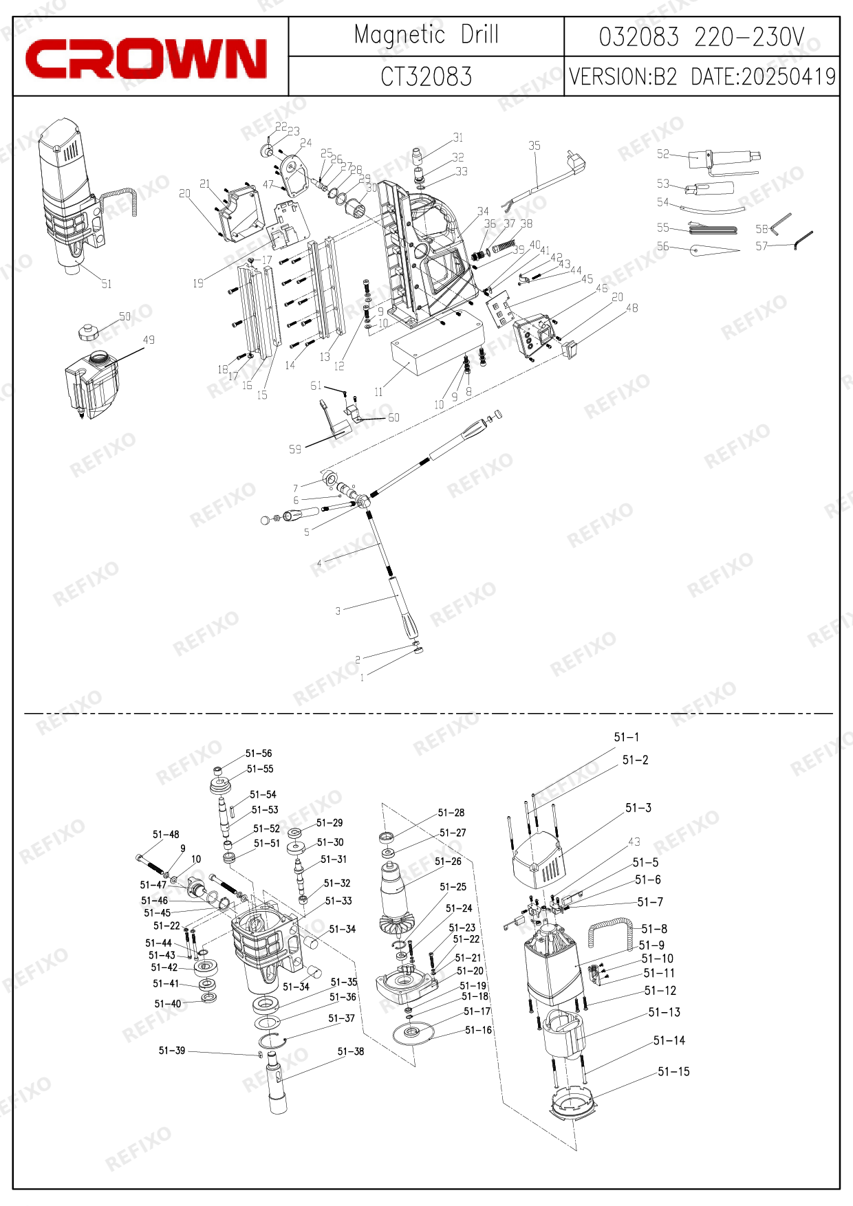 CROWN CT32083 — схема запчастей