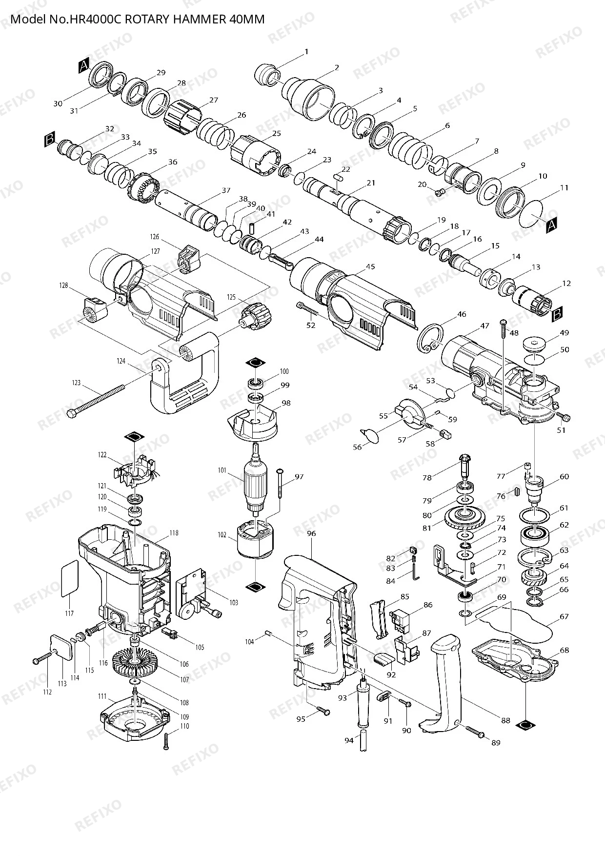 MAKITA HR4000C — схема запчастей