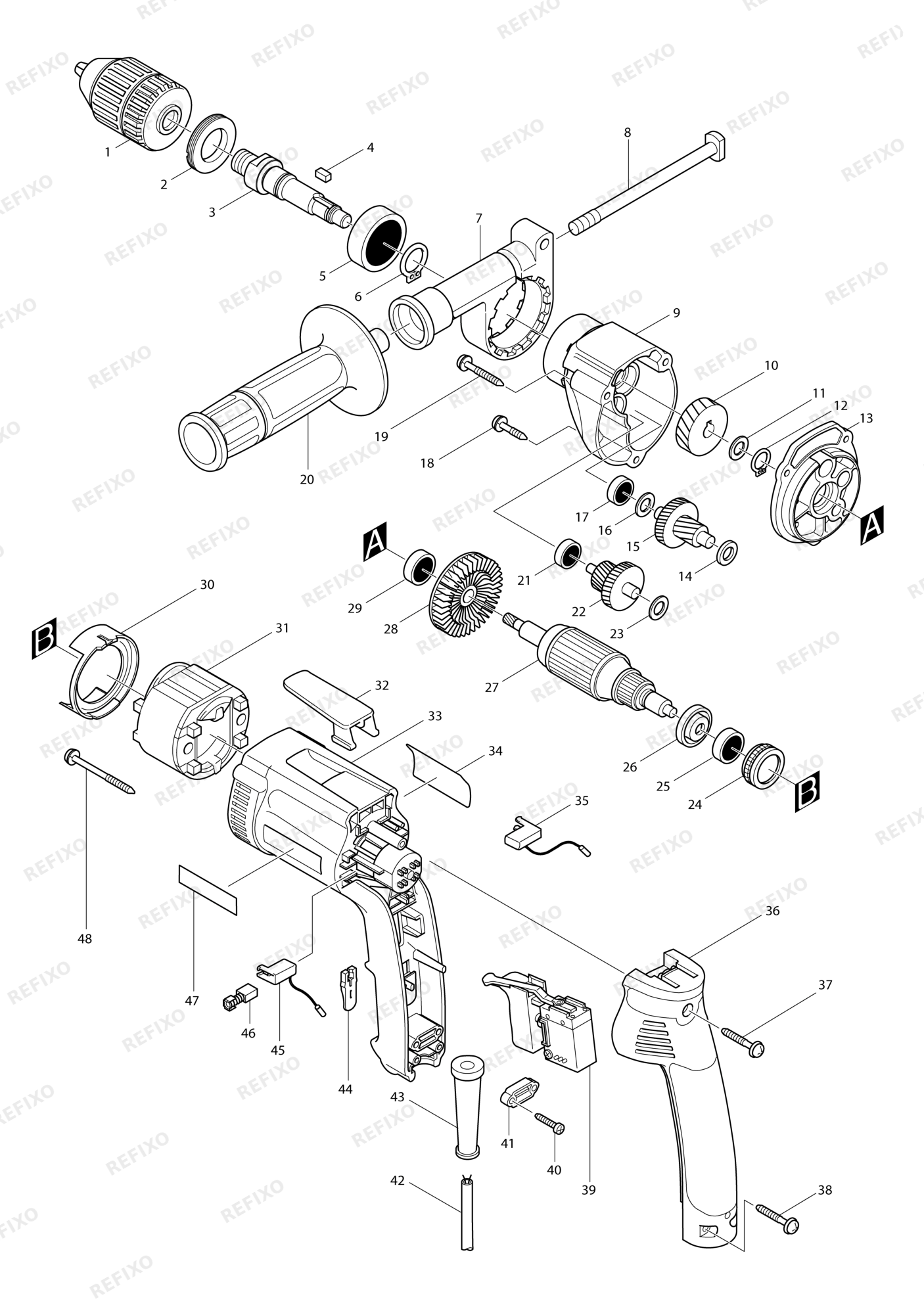 MAKITA DP4001 — схема запчастей