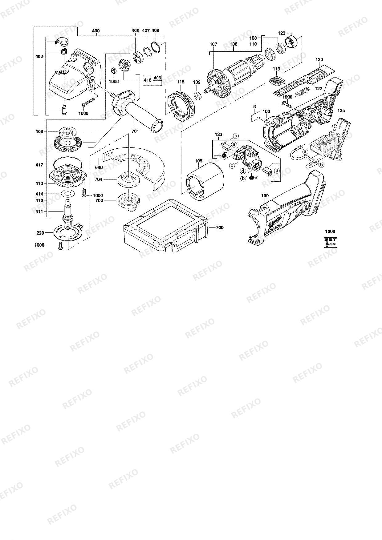 MILWAUKEE HD28AG0 4933416950 4000417947 — схема запчастей