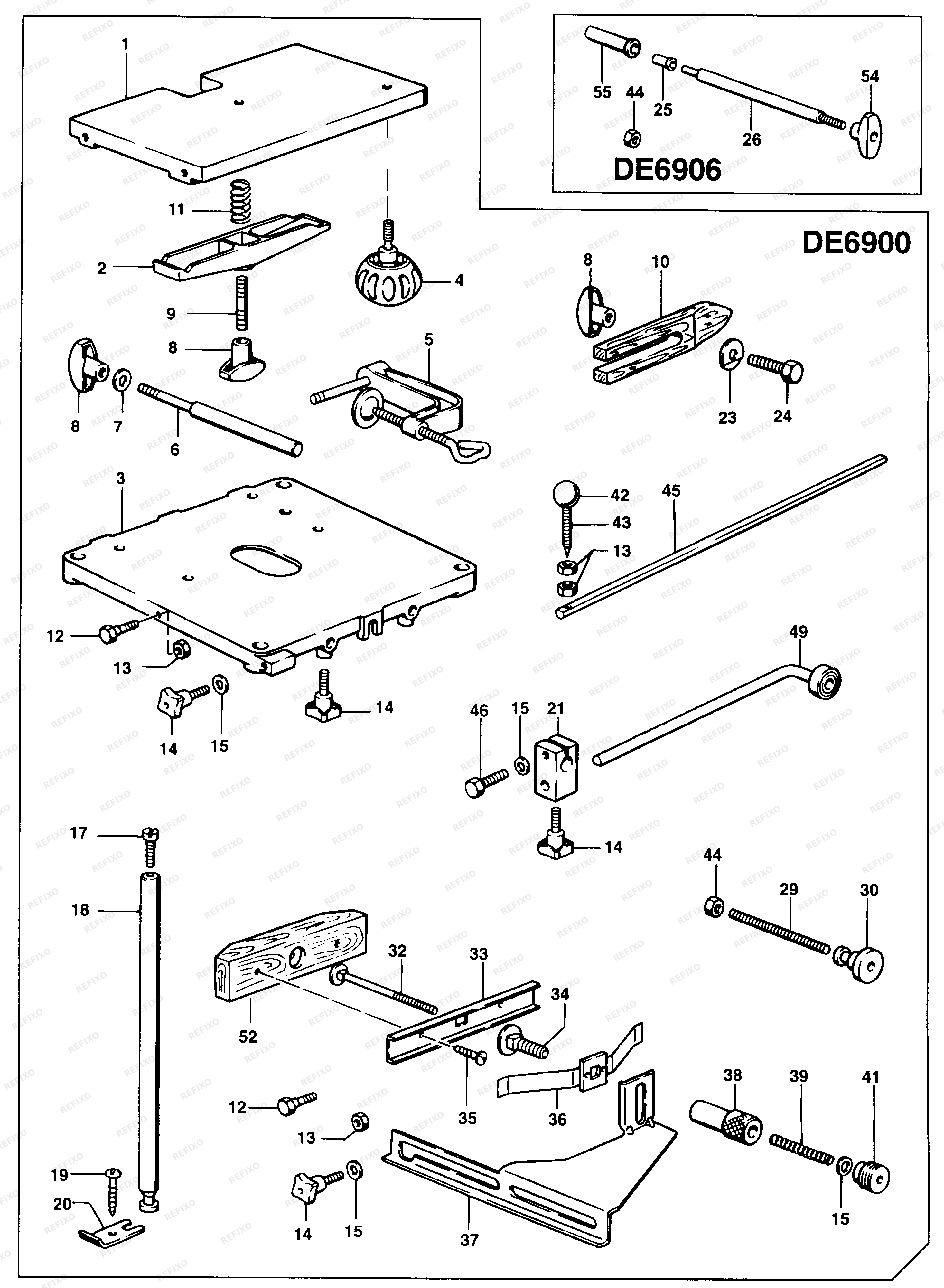 DeWalt СТОЛ ФРЕЗЕРА DE6900 — схема запчастей