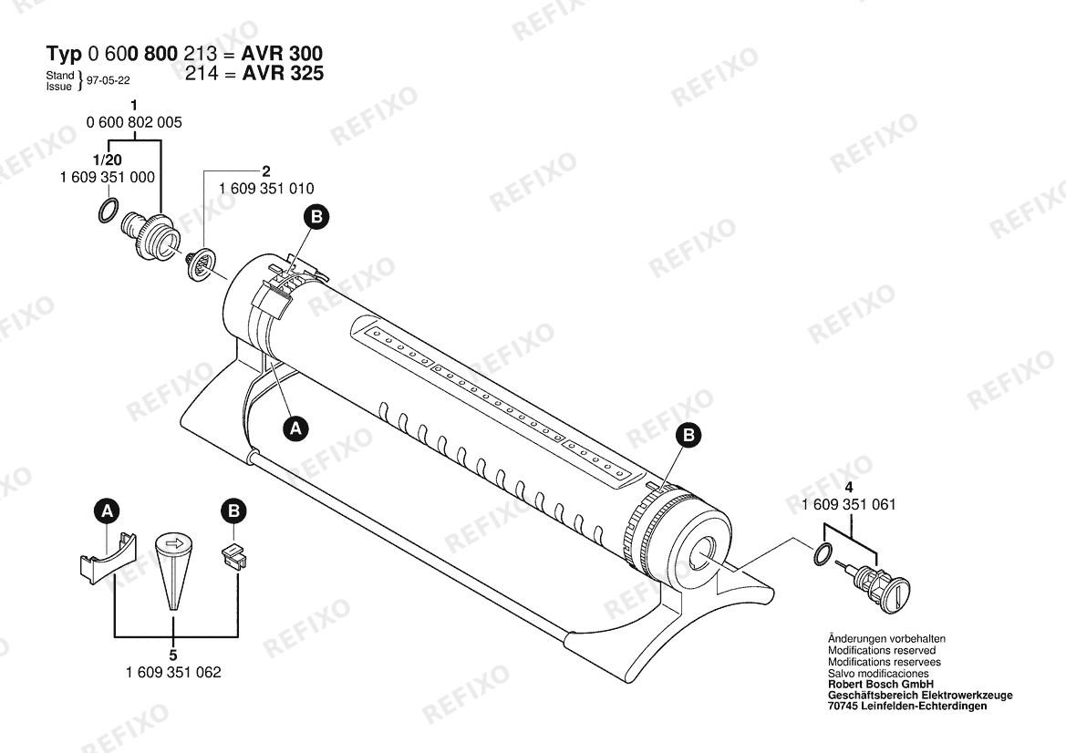 Bosch Viereckregner AVR 325 (0 600 800 214) — схема запчастей