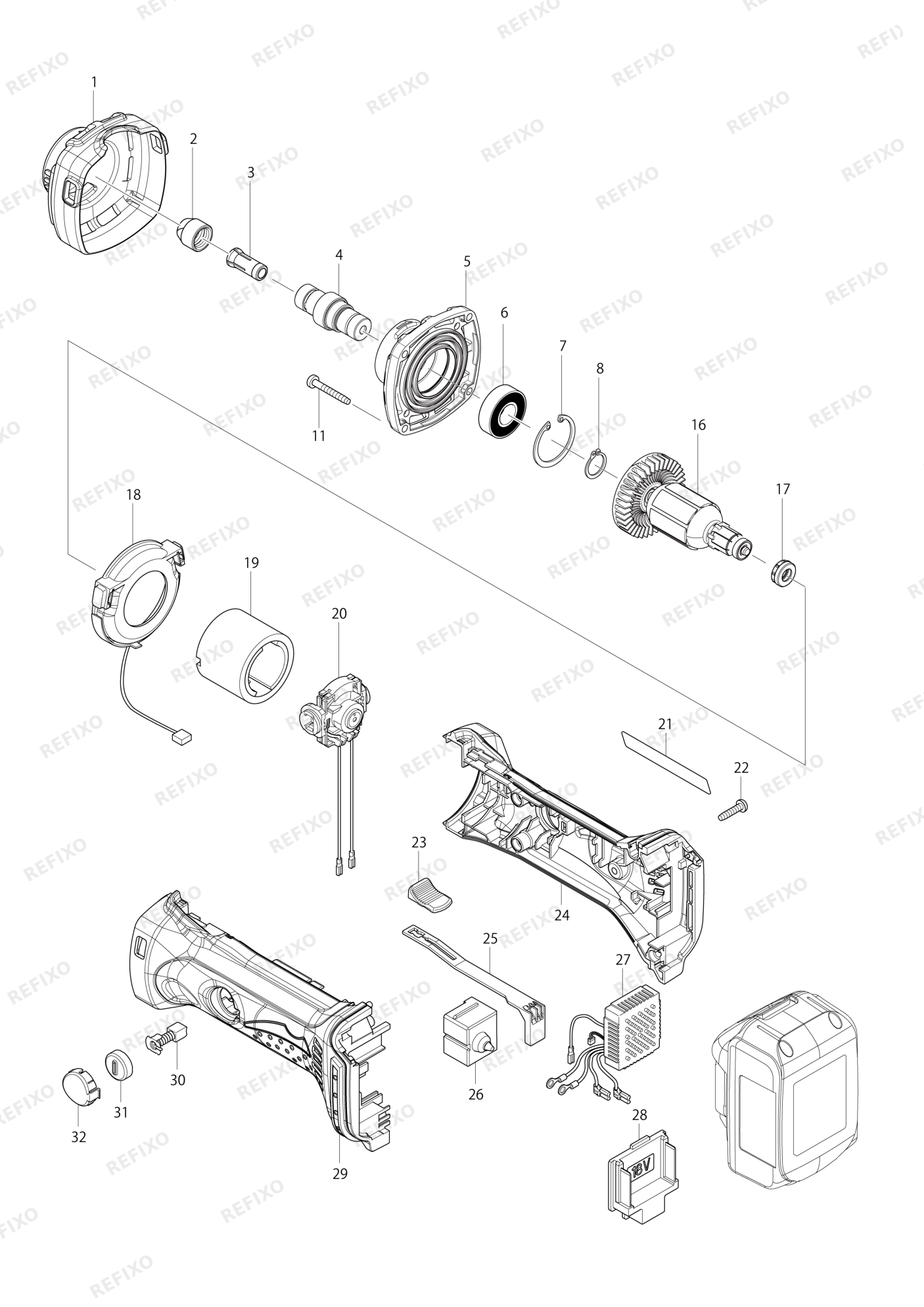 MAKITA BGD801 — схема запчастей