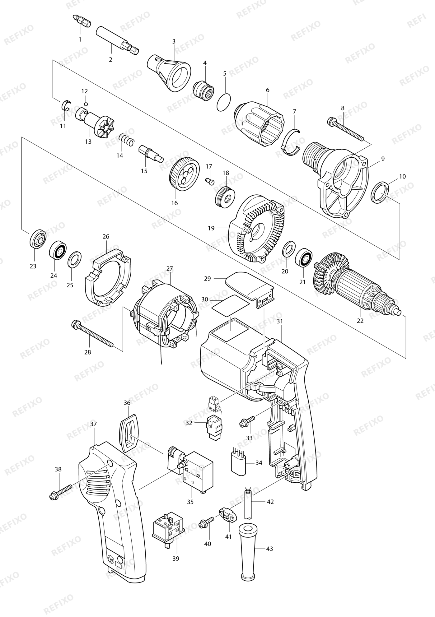 MAKITA 6822 — схема запчастей