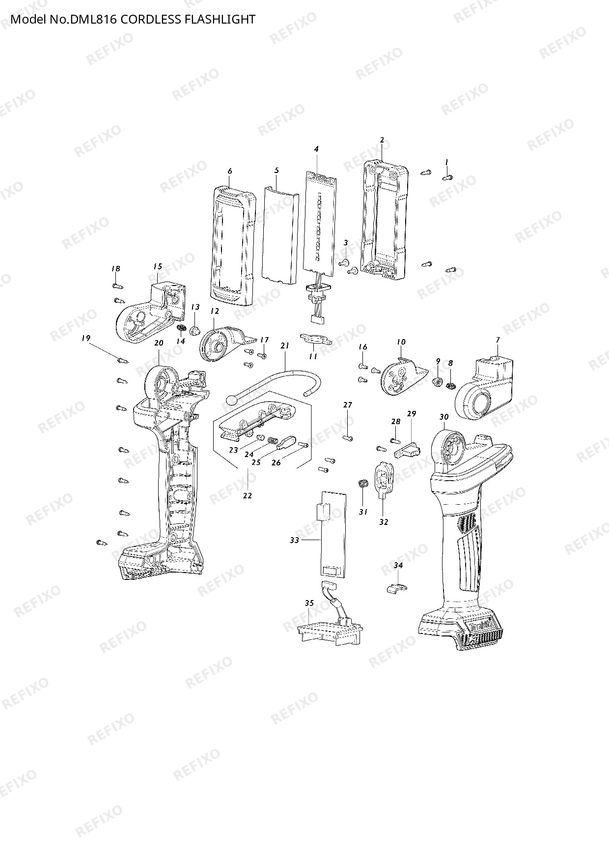 MAKITA DML816 — схема запчастей