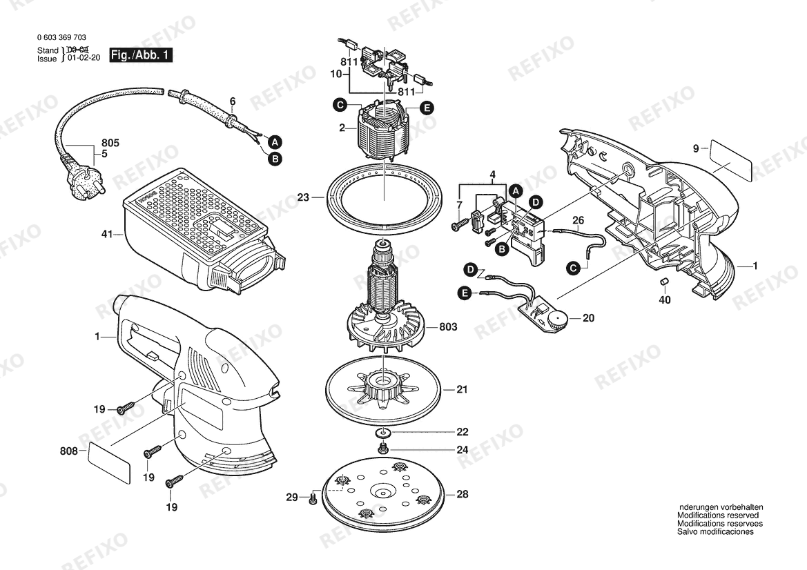 Bosch Эксцентриковая шлифмашина PEX 270 AE | 230 V | 003 - EEU (0 603 369 708) — схема запчастей