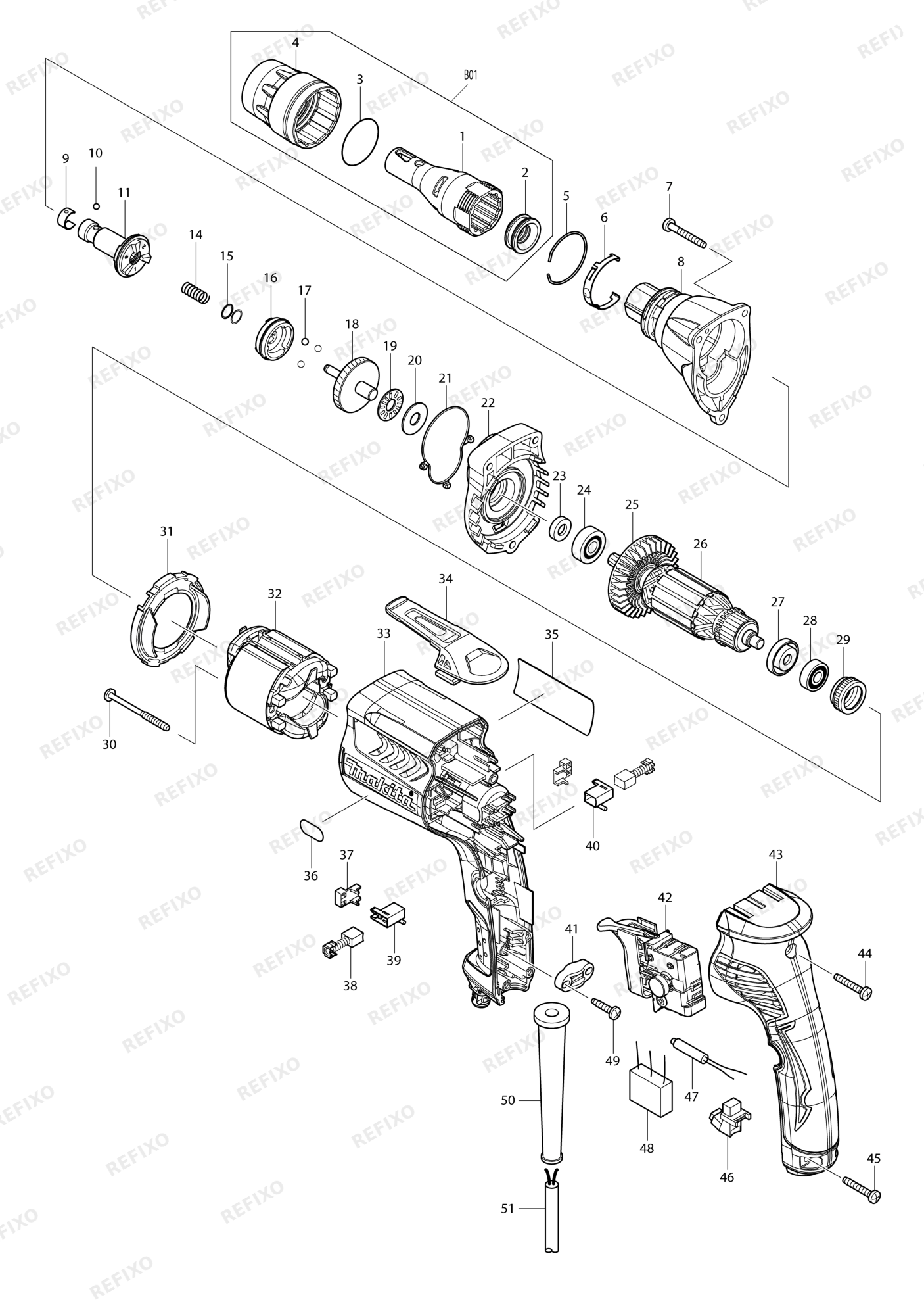 MAKITA FS4300 — схема запчастей