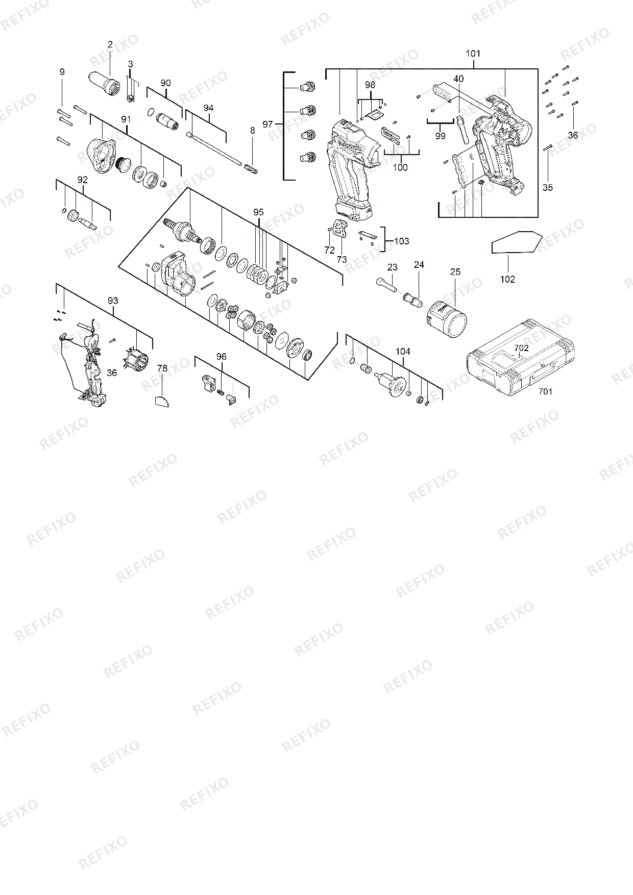 MILWAUKEE M18ONEFPRT 0X 4933478601 4000483105 — схема запчастей