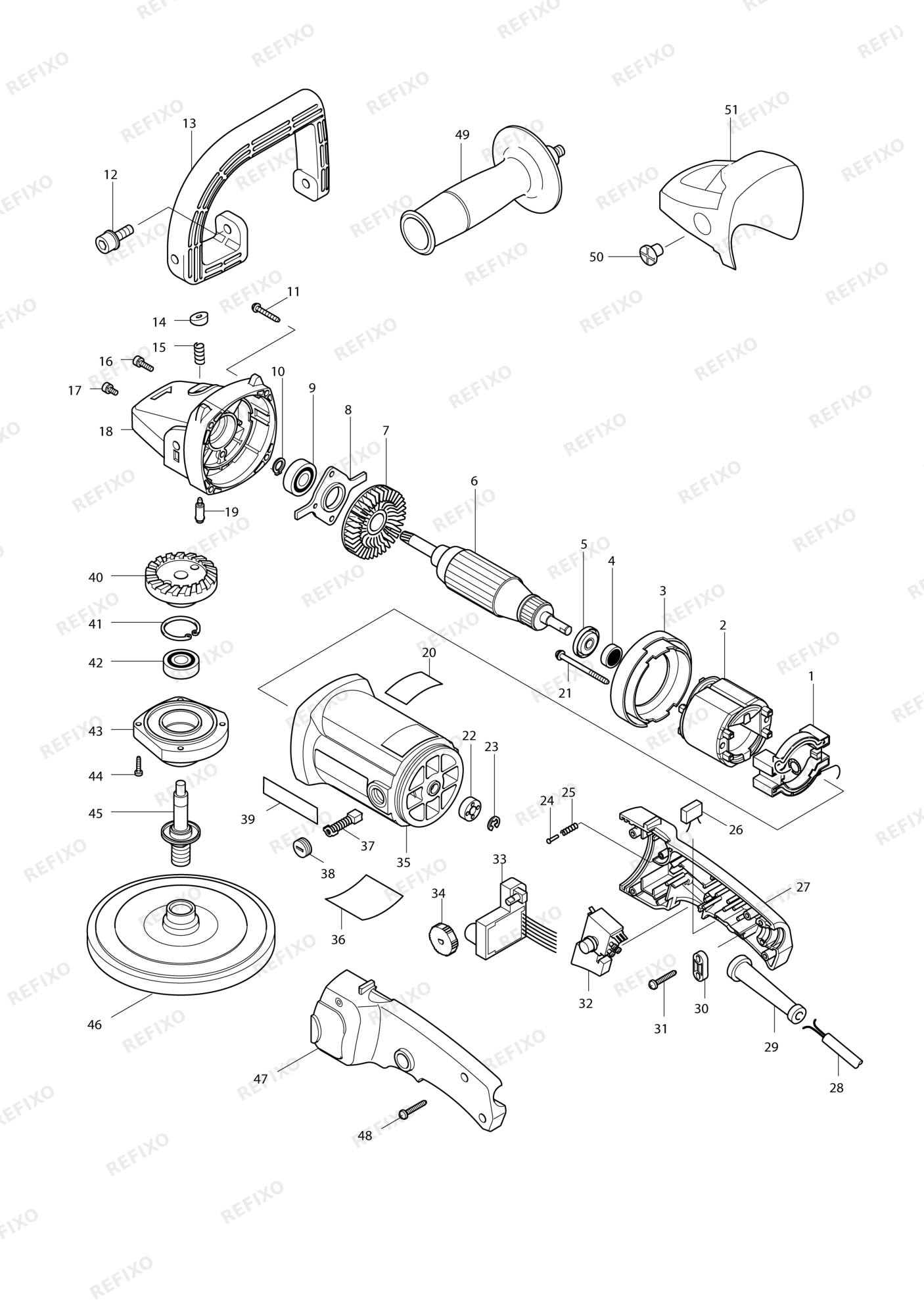 MAKITA 9227CB — схема запчастей