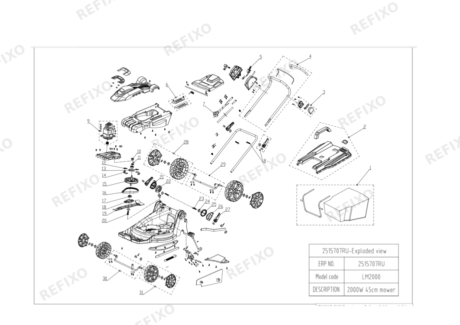 Greenworks 2515707 Exploded view — схема запчастей
