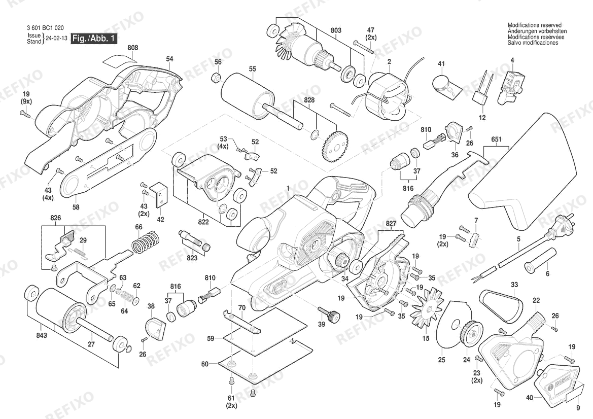 Bosch Ленточная шлифмашина GBS 750 | 044 - LAM (3 601 BC1 0E0) — схема запчастей