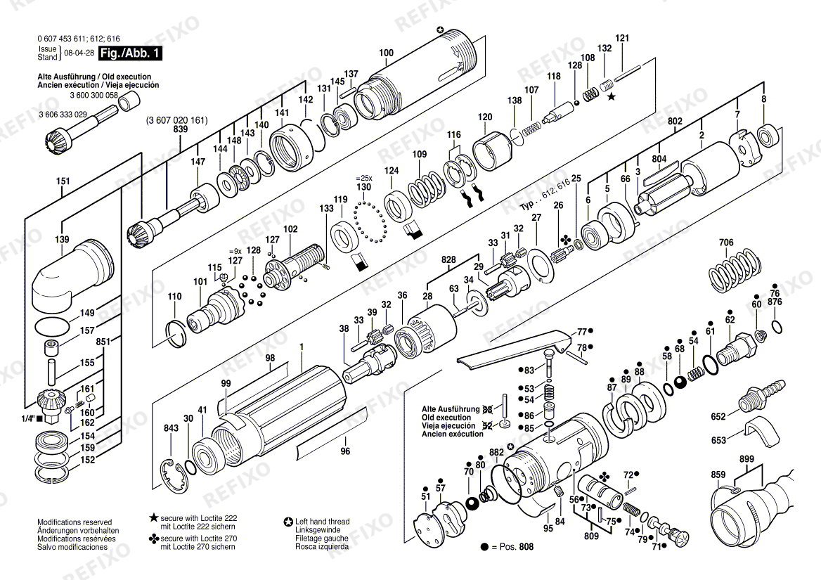 Bosch Pw-Winkelschrauber-Ind 180 WATT-SERIE (0 607 453 616) — схема запчастей