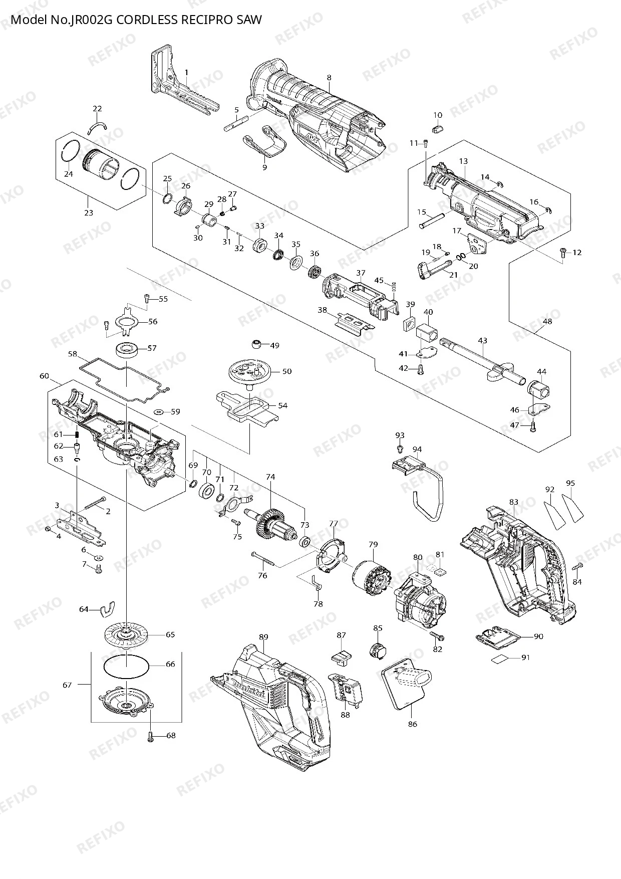 MAKITA JR002G — схема запчастей