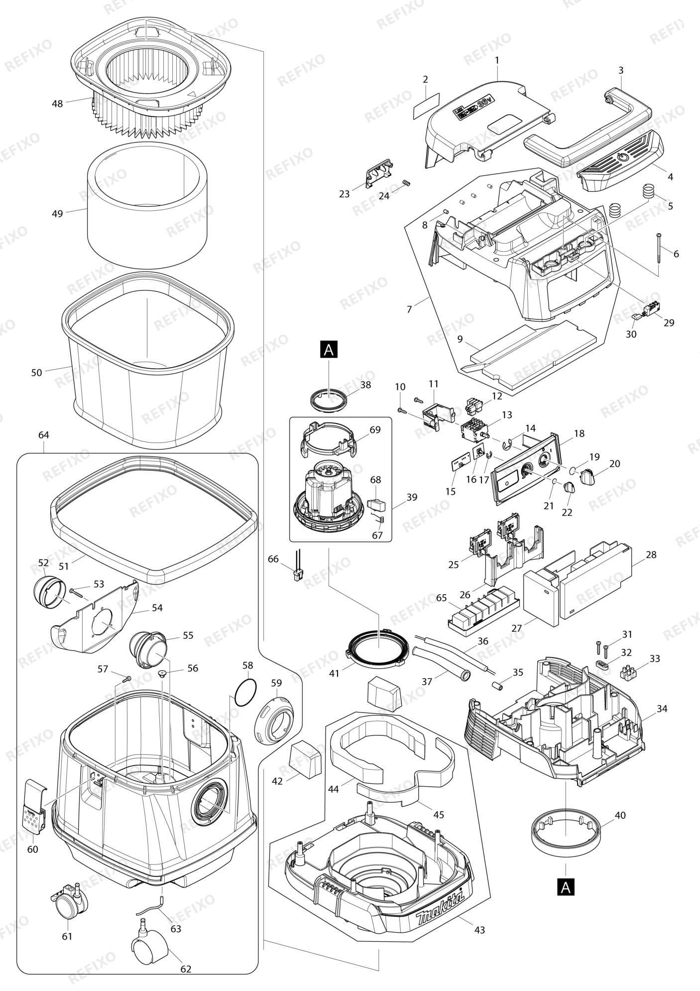 MAKITA DVC151L — схема запчастей