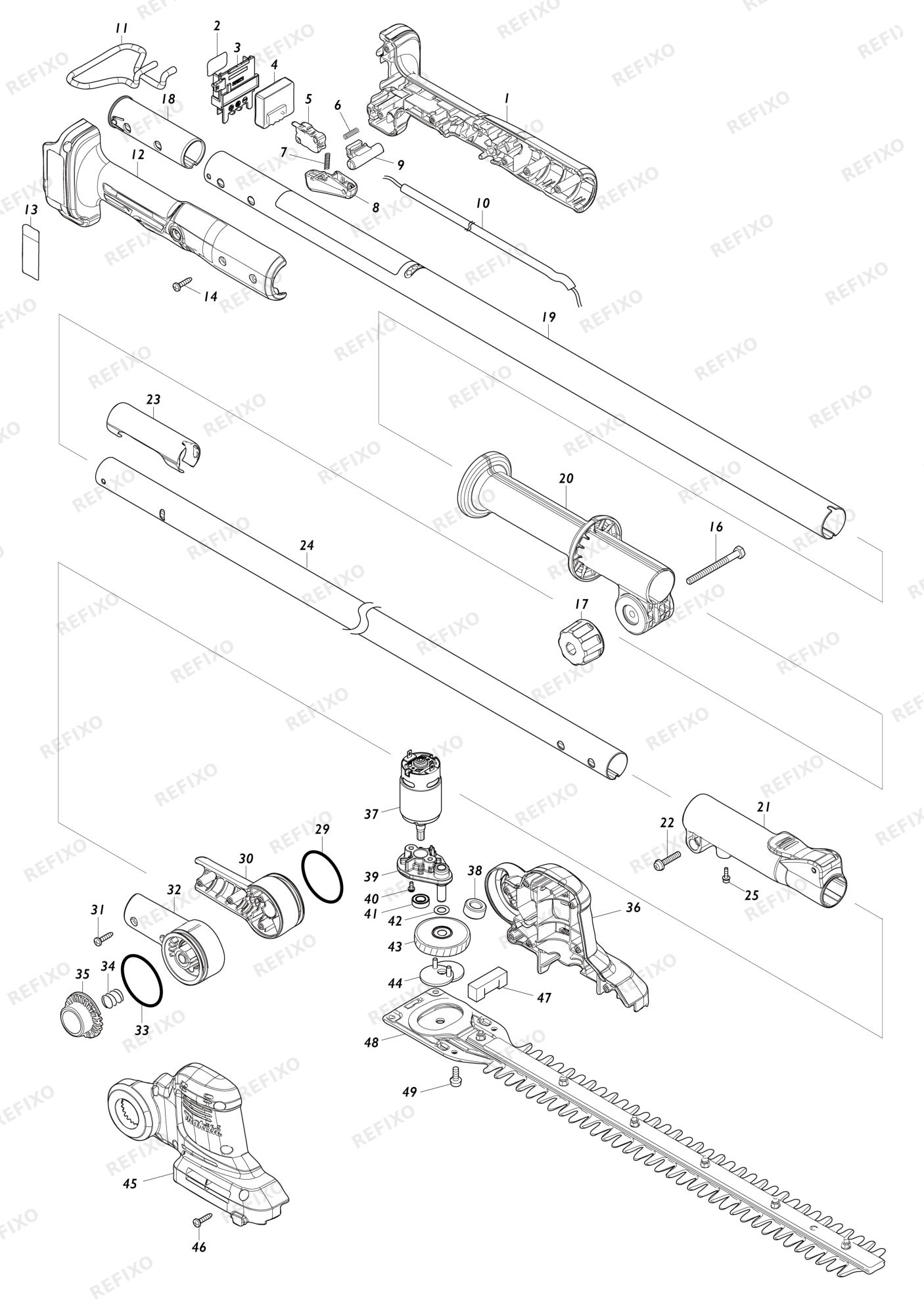 MAKITA DUN461W — схема запчастей