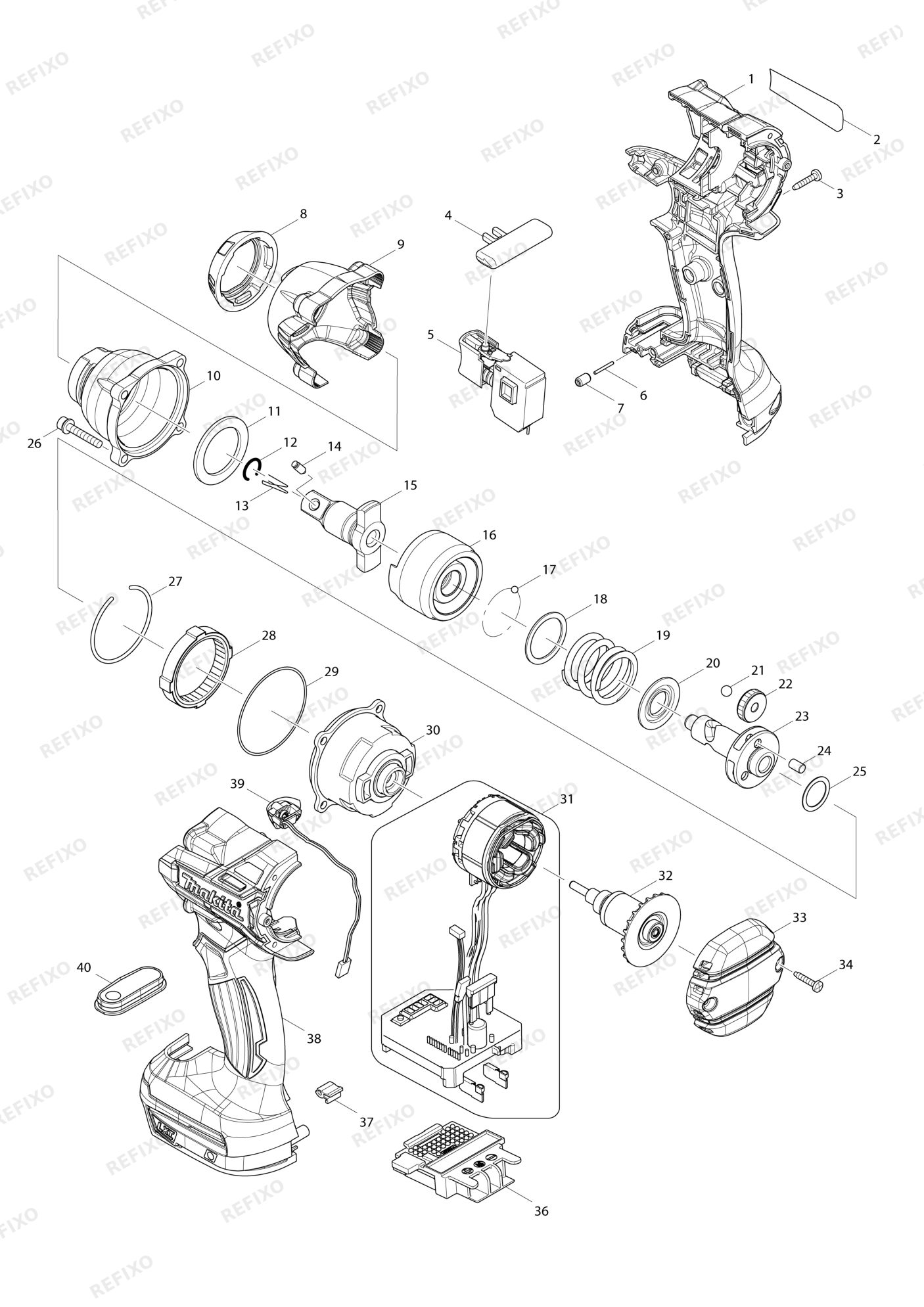 MAKITA DTW280 — схема запчастей
