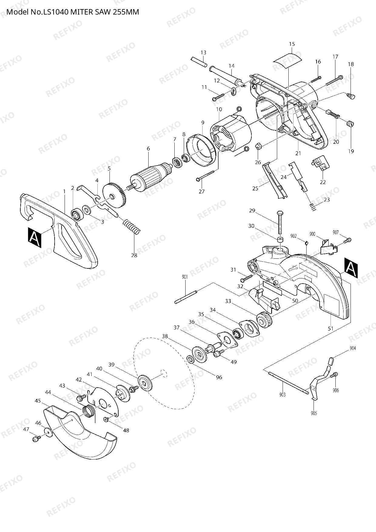 MAKITA LS1040 — схема запчастей