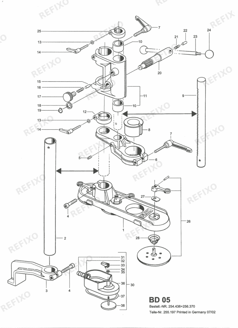 Flex BD 05 Bohrständer lang 254436 — схема запчастей