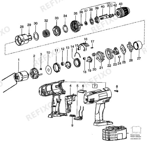 Festool TDD 9,6 FX аккумуляторный шуруповёрт 490596 — схема запчастей