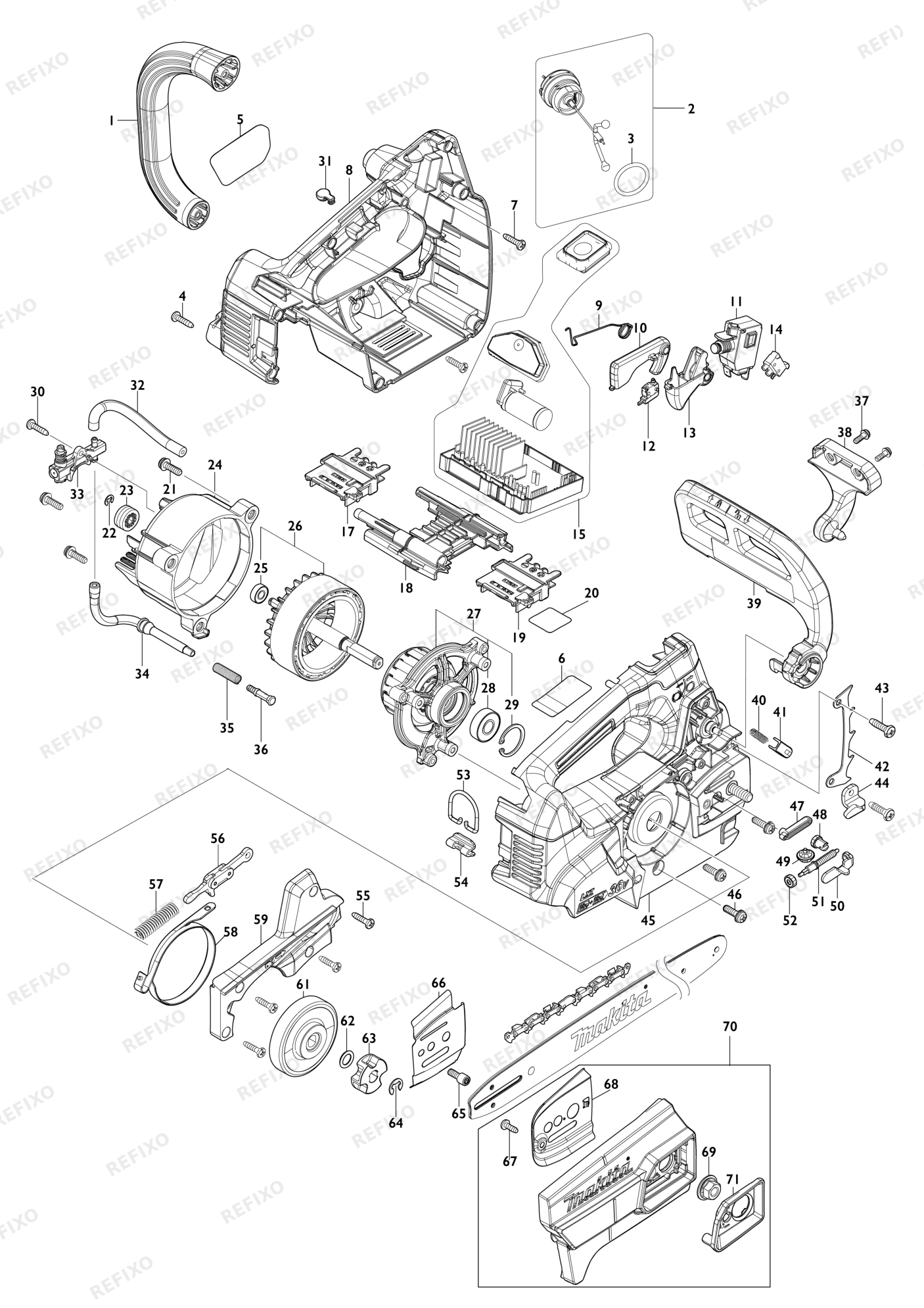 MAKITA DUC406 — схема запчастей