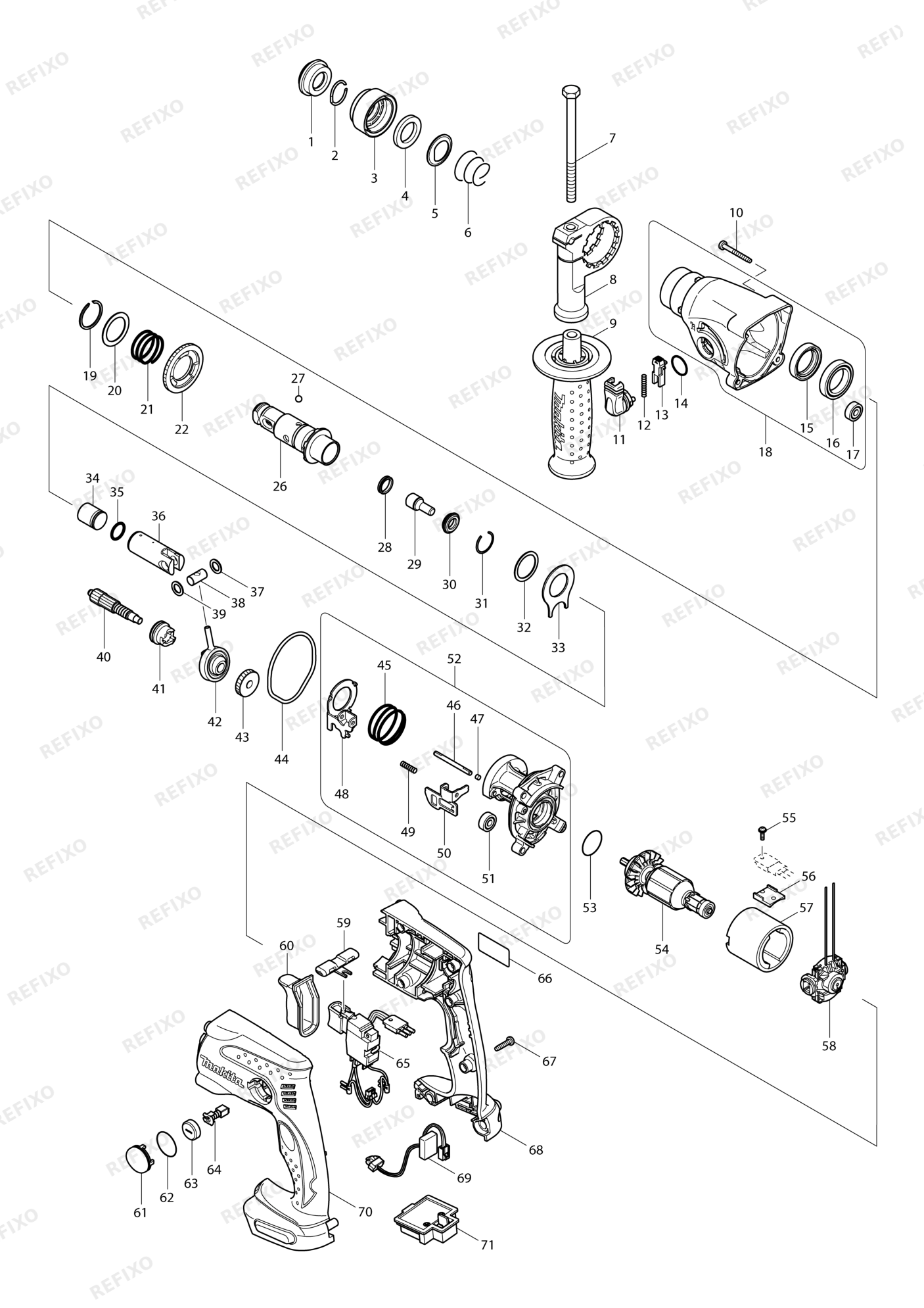MAKITA BHR162 — схема запчастей